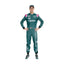 2021 Lance Stroll F1 Racing Suit Front View, Signature Green Shade, Zipper Closure, Sponsor Branding