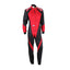 Front View of Red and black racing suit OMP Kart Suit KS-3X - FIA 88770 Riches Hue