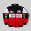 Ferrari F1 Racing jacket in Multi color with various logos on a white background Speedxgear