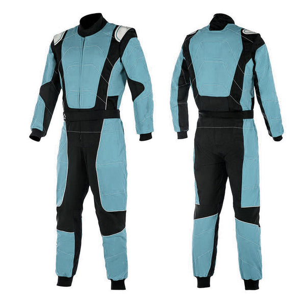 Black / Light Blue Race Suit For Go Kart Riches Hue