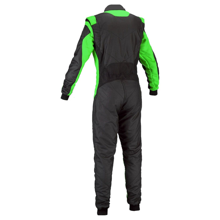 Kart Race Cordura One Piece suit - Black / Green Riches Hue