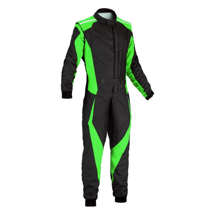 Kart Race Cordura One Piece suit - Black / Green Riches Hue