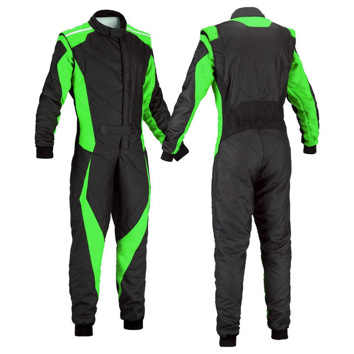 Kart Race Cordura One Piece suit - Black / Green Riches Hue