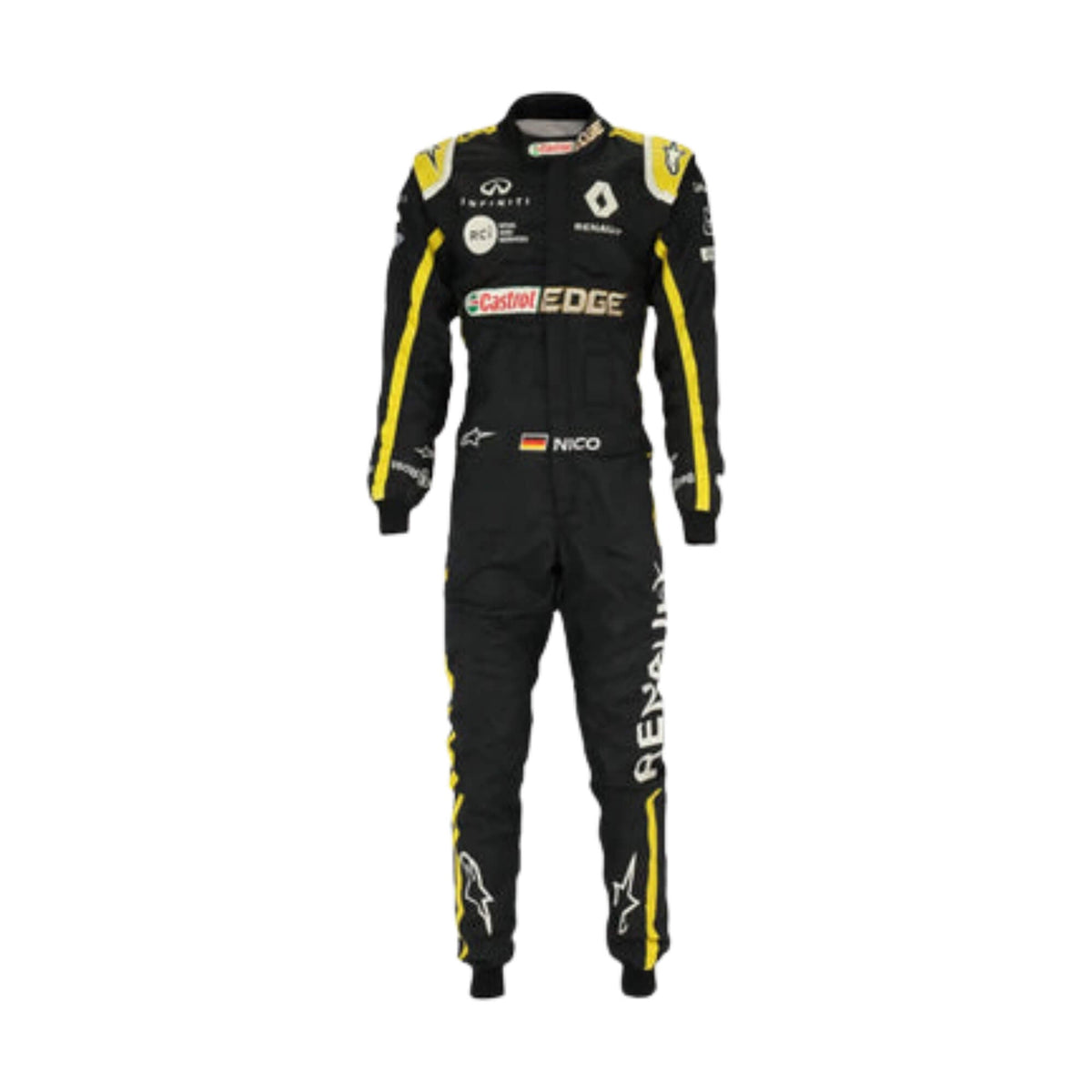 Nico Hülkenberg 2019 F1 suit – front view highlighting a clean, modern design with dynamic race-inspired detailing, trending among F1 collectors. Main image