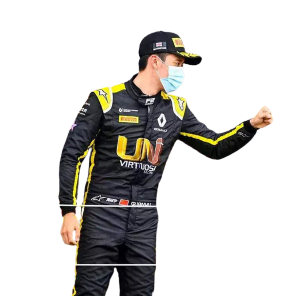 Zhou Guanyu 2020 F1 racing suit – sleek black and yellow design Main image