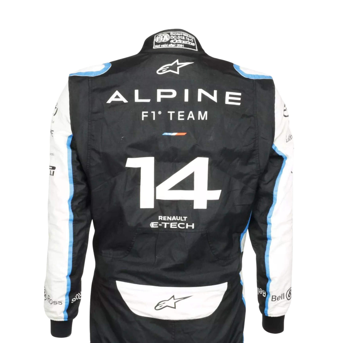 Close-up back view of Esteban Ocon’s 2021 F1 race suit 