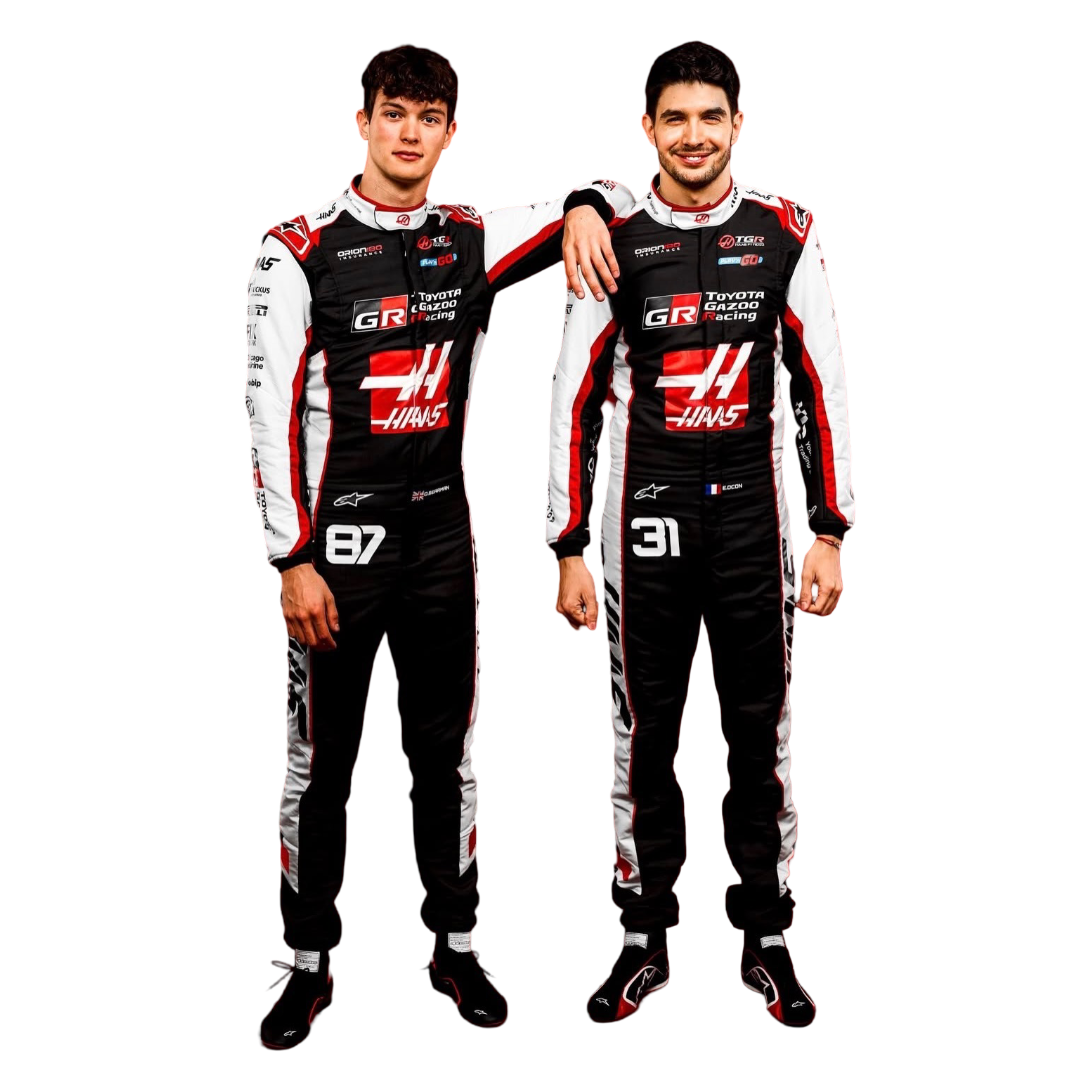 Front view of the 2026 Esteban Ocon & Oliver Bearman F1 Racing Suit  from speedxgear Main image