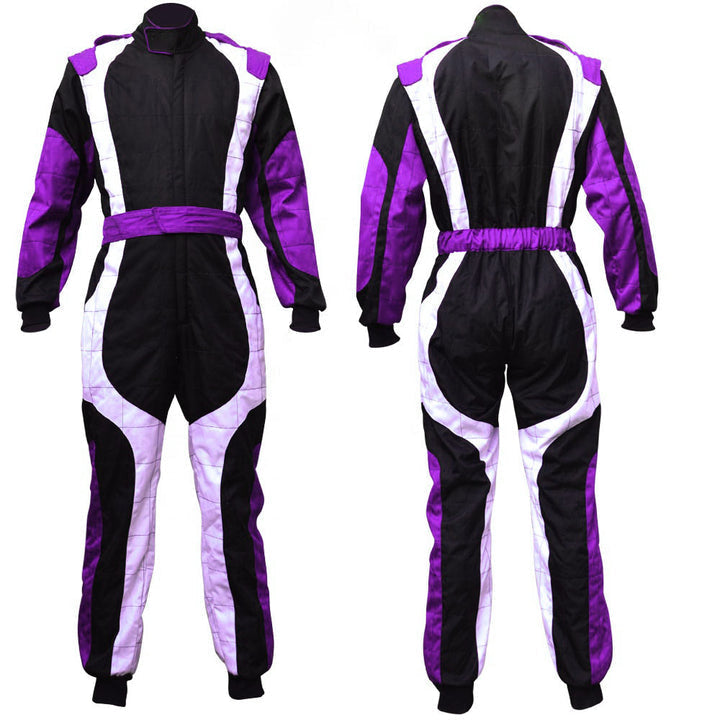 Black / White / Violet Go-Kart Car Driver Racing Costume Riches Hue