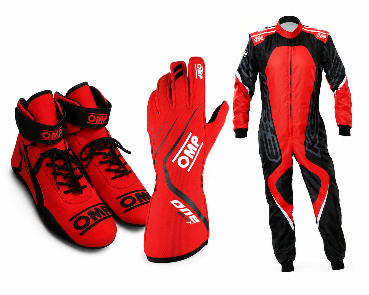 Red OMP Kart Racing Suit, Racing Gloves & Racing Shoes - Speedxgear Main image
