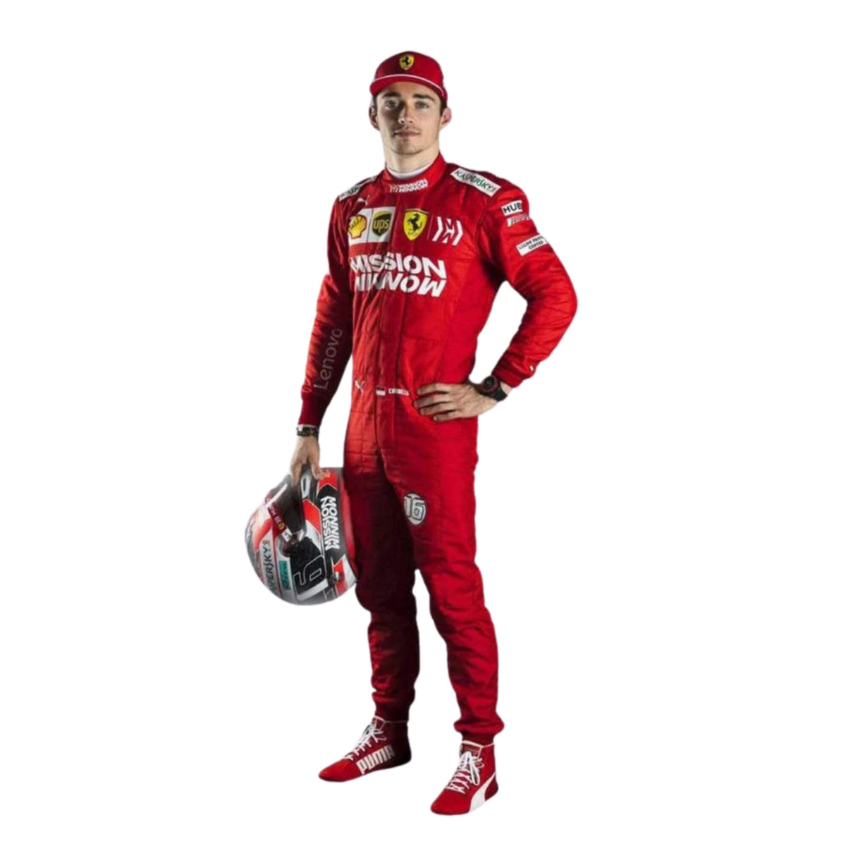 Charles Leclerc 2019 F1 suit – detailed front view showcasing the vibrant red design Main image