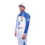 Detailed side profile close-up of the Miami GP 2025 racing suit materials, including high-contrast stitching, driver name embroidery, and premium patches tailored for Leclerc.