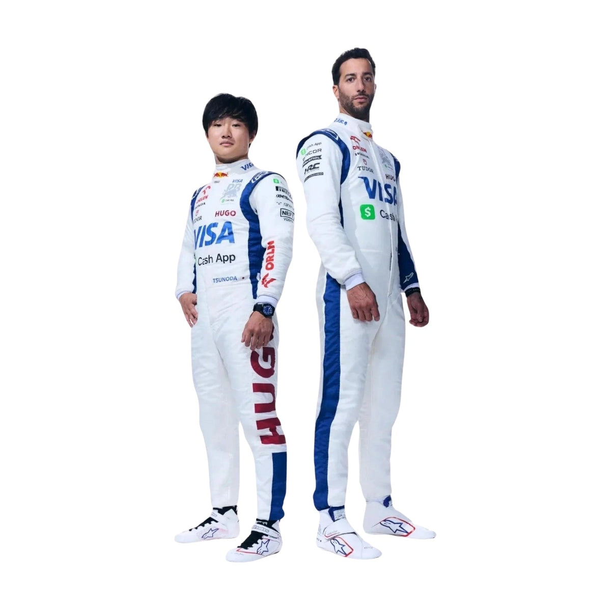 Front view of Formula 1 Racing Costume Yuki Tsunoda and Daniel Ricciardo AlphaTauri 2024-1295 Main image