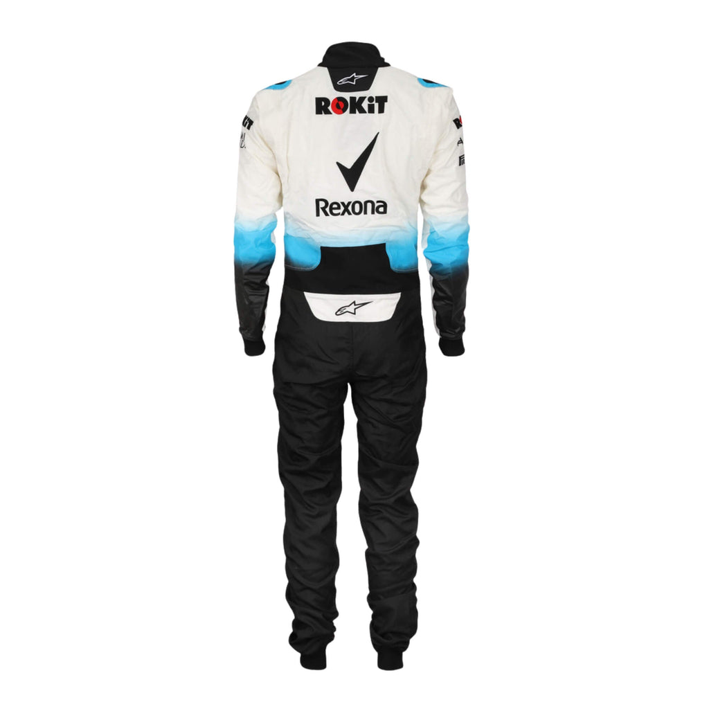 George Russell 2019 F1 suit – back view highlighting its race-inspired design, trending in the Formula 1 fan community.