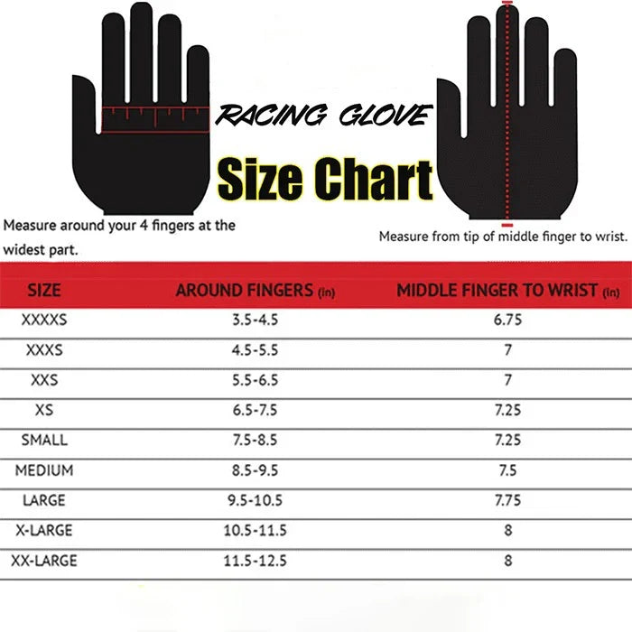 Racing Gloves Size Chart - Speedxgear
