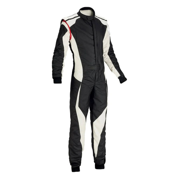 Black and White Go-Kart Driver Racing Costume Riches Hue