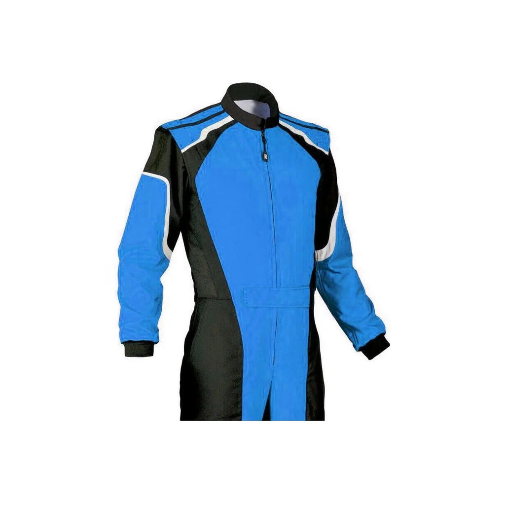 Plain Black & Blue Go Kart Racing Suit Riches Hue
