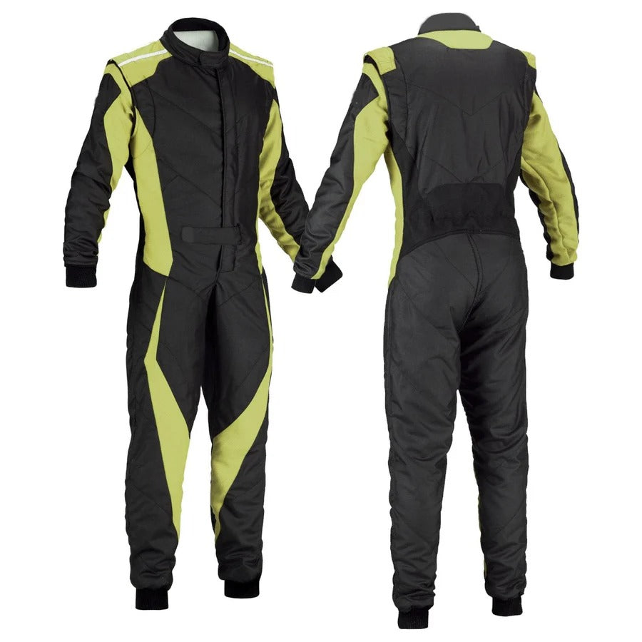 Black / Yellow Go-Kart Driver Racing Costume Riches Hue