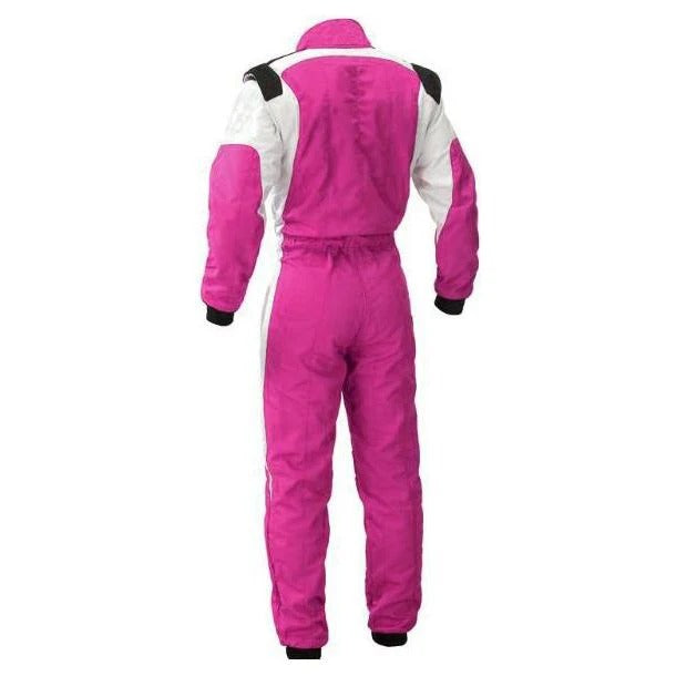 Pink and White Go-Kart Driver Racing Costume Riches Hue