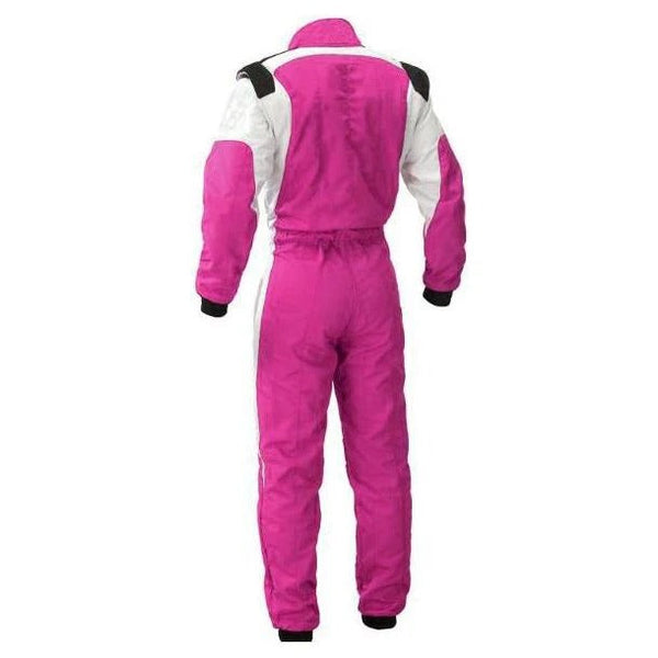 Pink and White Go-Kart Driver Racing Costume Riches Hue