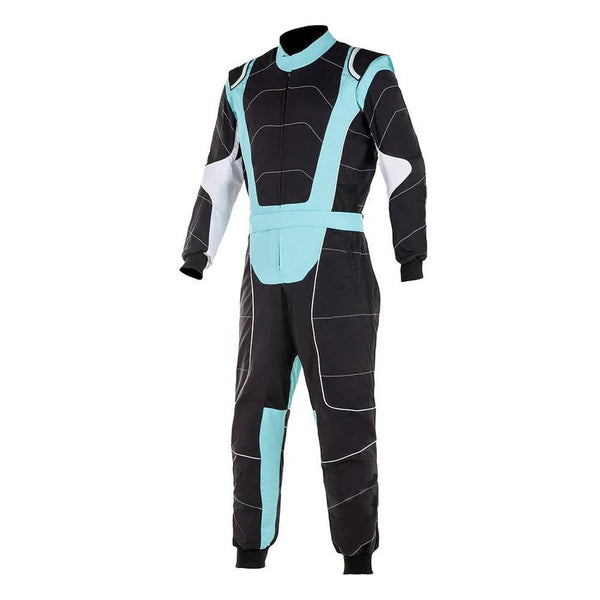 Karting Race Driver Suit - Black / Light Blue Riches Hue
