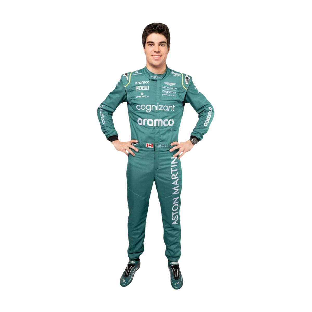 High-resolution image of Lance Stroll 2022 Canadian GP F1 suit – signature dark green design for collectors and F1 fans