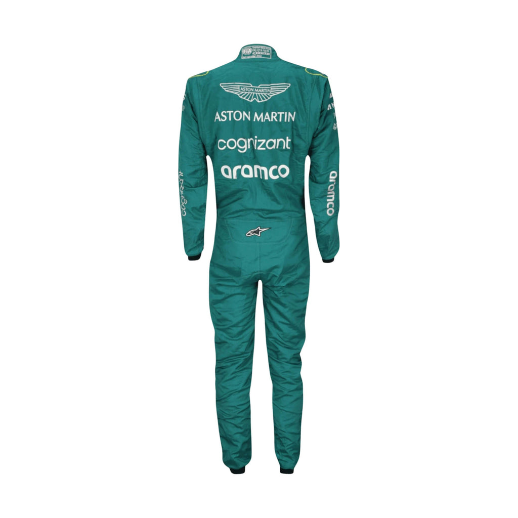 Lance Stroll 2022 Canadian GP F1 racing suit – back view of dark green suit with sharp race-fit styling.