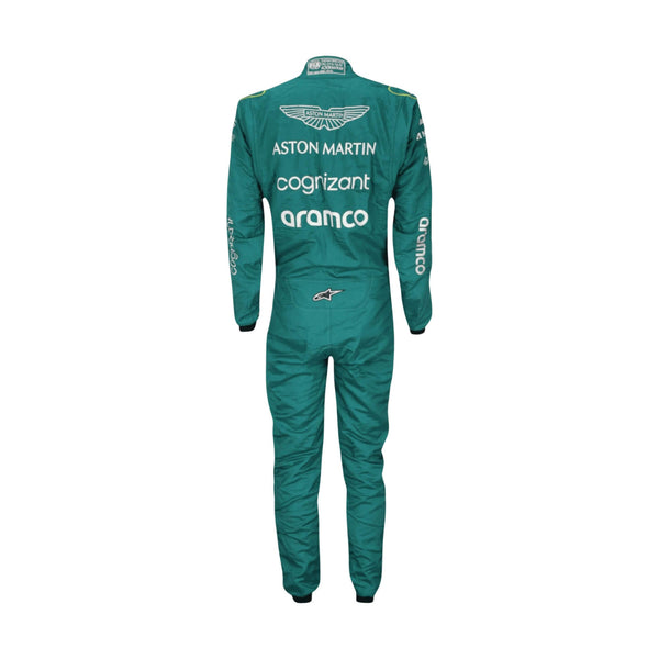 Lance Stroll 2022 Canadian GP F1 racing suit – back view of dark green suit with sharp race-fit styling.