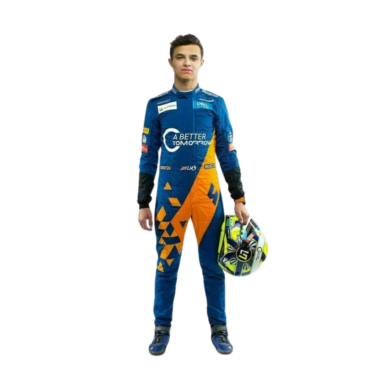 Lando Norris 2019 F1 racing suit – youthful and sleek design with race-day styling, admired by fans and collectors alike Main image