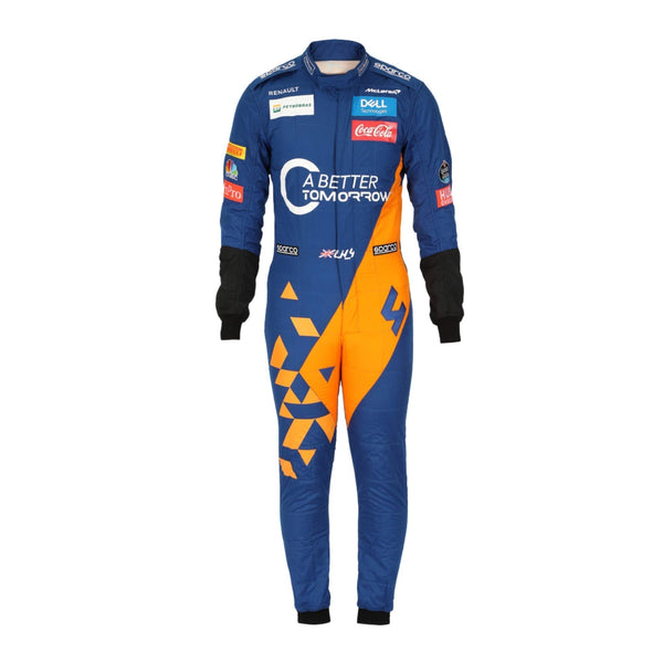 Lando Norris 2019 F1 racing suit front view  – youthful and sleek design with race-day styling