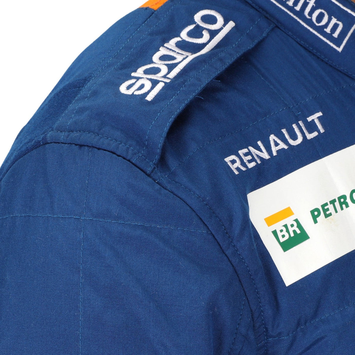 close up view of shoulder of  Lando Norris 2019 F1 racing suit – youthful and sleek design with race-day styling