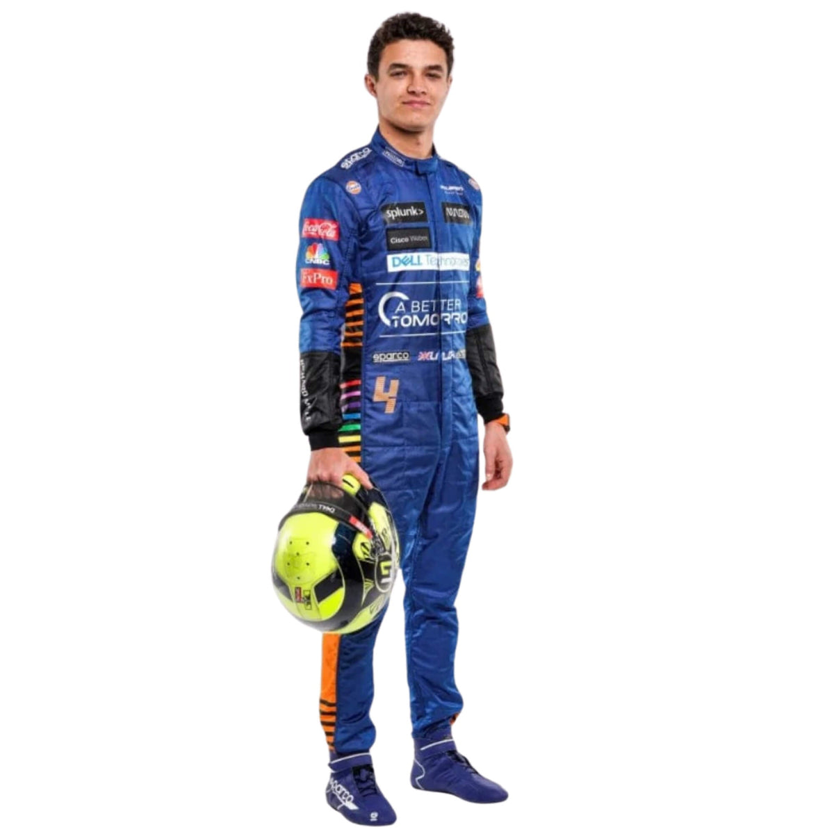 Lando Norris 2021 F1 racing suit front view with bold orange and blue details and sleek fit Main image