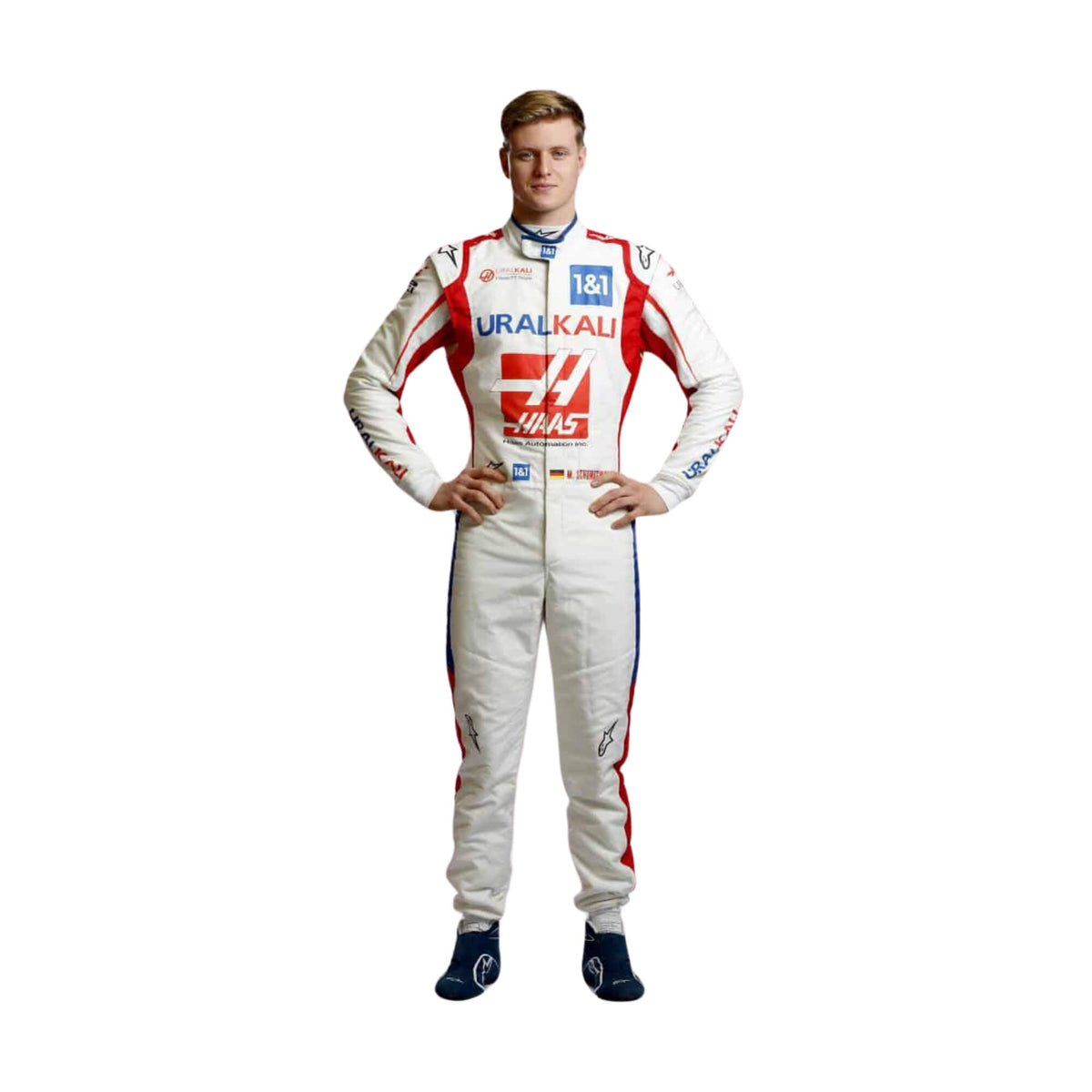 Mick Schumacher 2021 F1 Team racing suit – high-quality front view with rich detailing. Main image
