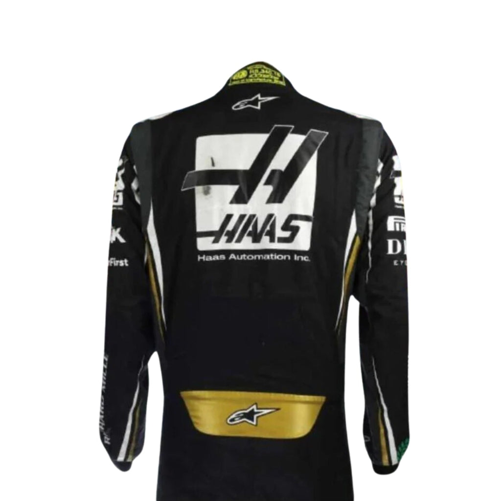 Romain Grosjean 2019 F1 suit – back view showcasing a modern, clean race-ready design