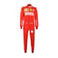 Front view of Sebastian Vettel 2019 F1 racing suit – sleek design with signature race-day details.
