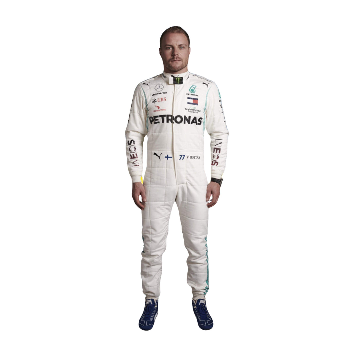 Valtteri Bottas 2020 F1 racing suit – sleek black design with silver accents Main image