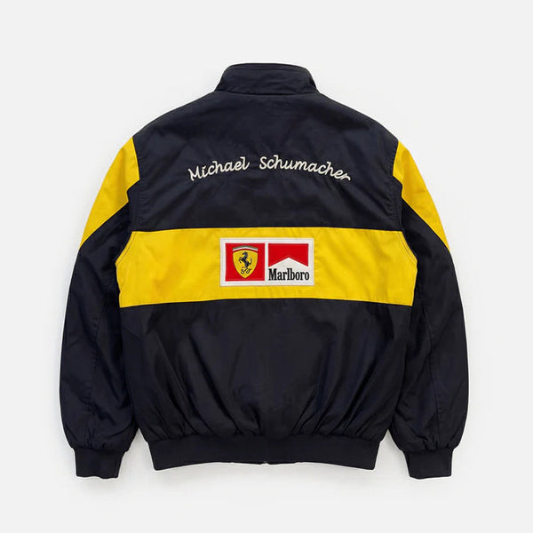 Back view of Yellow Ferrari F1 Racing Jacket - Speedxgear
